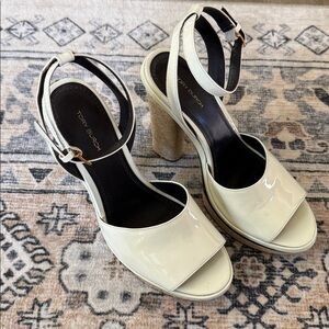 Tory Burch Brown and Cream Platform Shoes with Sophisticated Style
